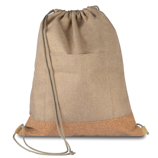 Sacola/mochila em poliéster 600d e cortiça (34x38cm) Personalizado