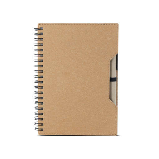 Caderno capa em papelão reciclado com caneta Personalizado