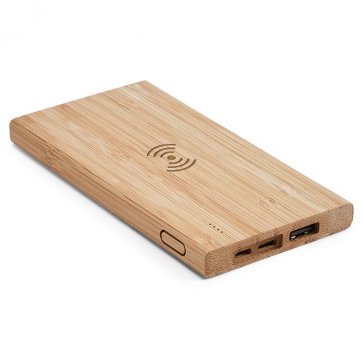 Bateria Power Bank 5.000 Mah Em Bambu Personalizado