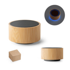 Caixa de Som em Bambu c/ Microfone Personalizada