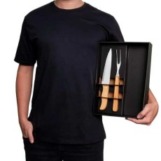 Conj. De Faca E Garfo Com Camiseta - 3 Pçs - Tam. P Personalizado 
