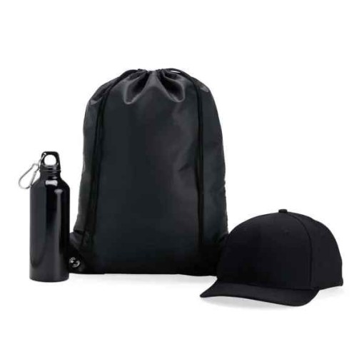 Conj. Mochila Sacola, Garrafa e Boné Personalizado