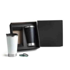 Kit De Copos Térmicos 500ml - Preto/Branco - 2 Pçs Personalizado