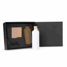 Kit Garrafa, Caderno E Caneta - 3 Pçs Personalizado com Logo