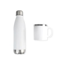 Kit Garrafa e Caneca Branca Personalizado