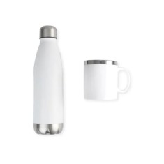Kit Garrafa e Caneca Branca Personalizado