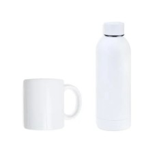 Kit Garrafa E Caneca - Branco - 2 Pçs Personalizado 
