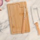 Kit para Churrasco em Bambu/Inox com Faca Santoku com Logo 