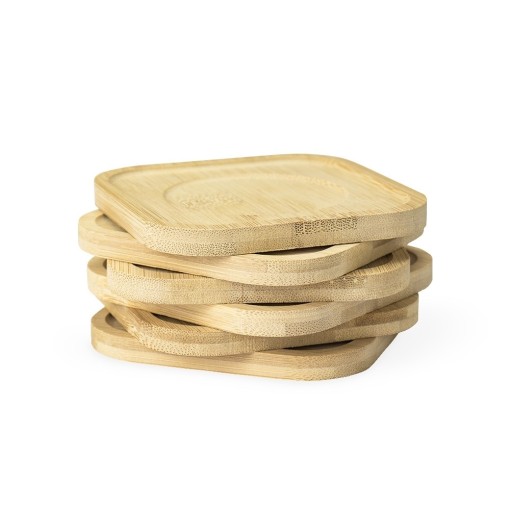 Kit Porta Copos Bambu com 6 Peças Personalizado