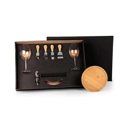 Kit Queijo e Vinho 8 Peças com Logo 