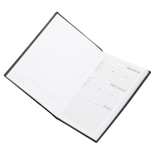 Agenda Diária Couro Sintético Personalizada 2026