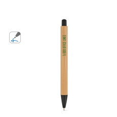 Caneta esferográfica em bambu com escrita em azul Personalizada