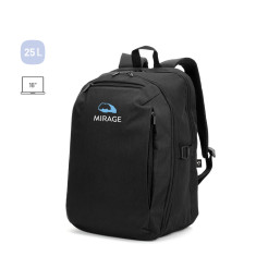 Mochila com um compartimento de abertura total em poliéster reciclado 300D de alta densidade (16