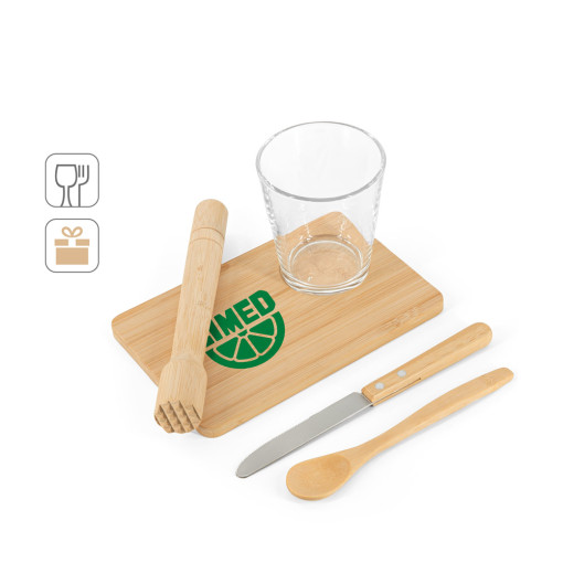 Kit para caipirinha com 5 peças em bambu Personalizado