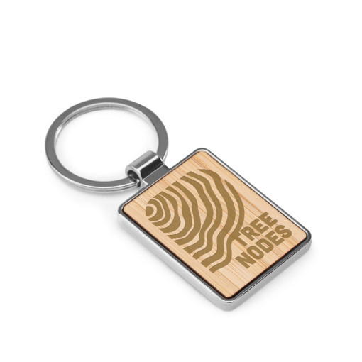 Chaveiro em ferro com formato retangular em zinco e bambu Personalizado
