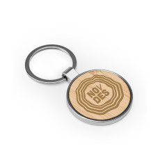 Chaveiro em ferro com formato redondo em zinco e bambu Personalizado